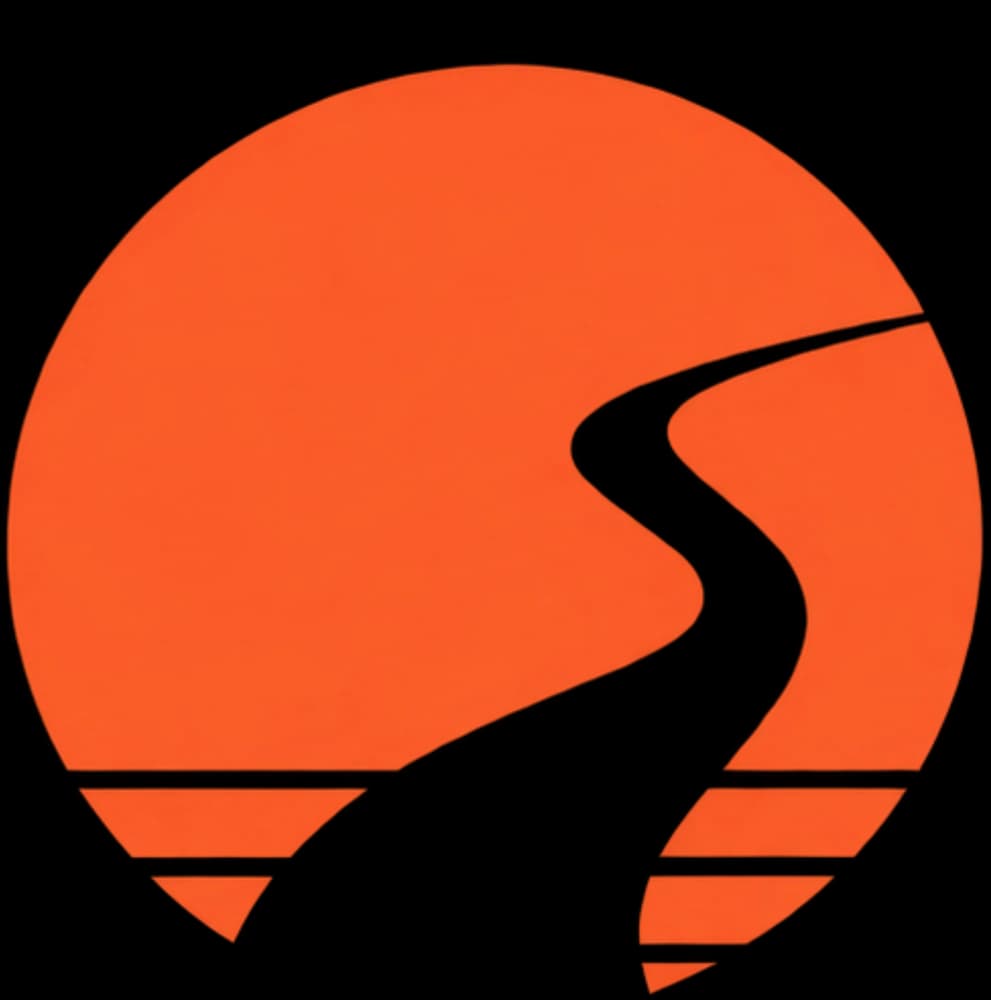 The MAARG symbol: a road winding through an orange sun